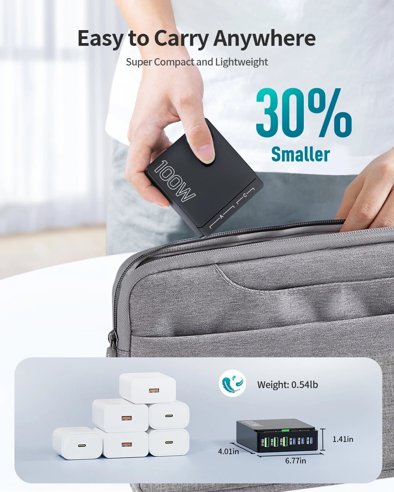 100W GaN Charging Station for Desk | 6 - Port USB C Desktop Fast Charger Hub for Multiple Devices, a high - quality from 1Nook