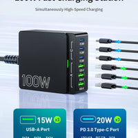 100W GaN Charging Station for Desk | 6 - Port USB C Desktop Fast Charger Hub for Multiple Devices, a high - quality from 1Nook