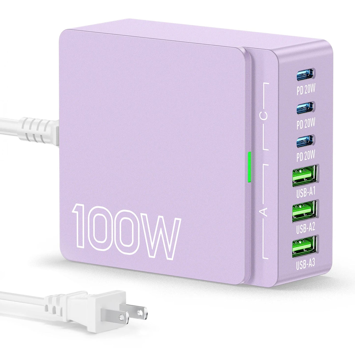 100W GaN Charging Station for Desk | 6 - Port USB C Desktop Fast Charger Hub for Multiple Devices, a high - quality from 1Nook