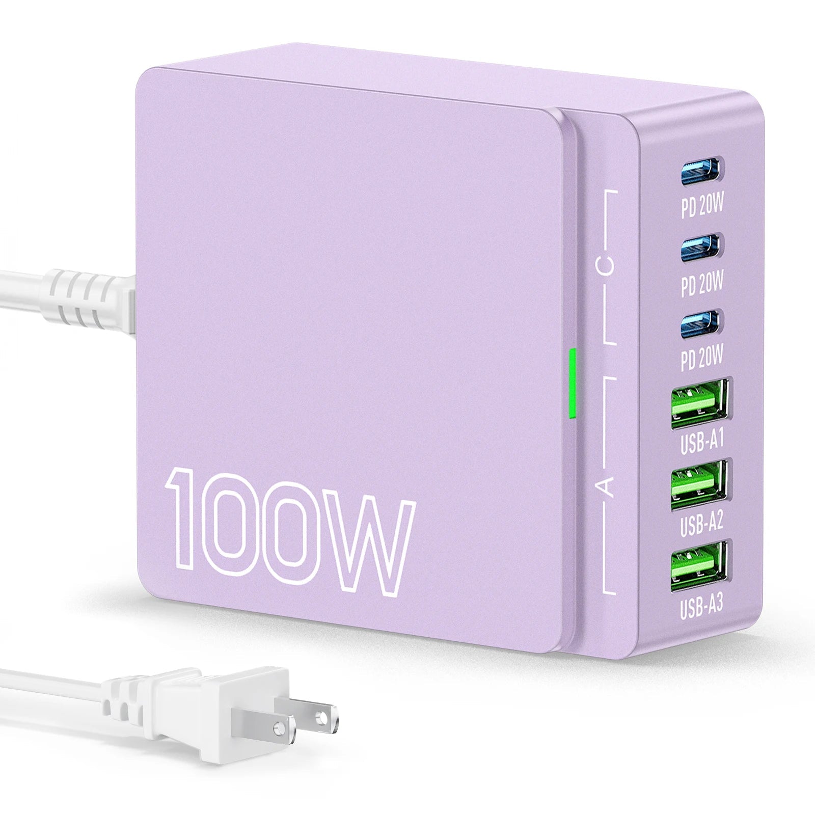 100W GaN Charging Station for Desk | 6 - Port USB C Desktop Fast Charger Hub for Multiple Devices, a high - quality from 1Nook