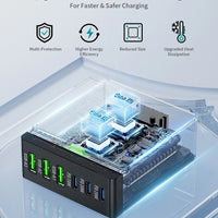 100W GaN Charging Station for Desk | 6 - Port USB C Desktop Fast Charger Hub for Multiple Devices, a high - quality from 1Nook
