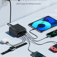 100W GaN Charging Station for Desk | 6 - Port USB C Desktop Fast Charger Hub for Multiple Devices, a high - quality from 1Nook