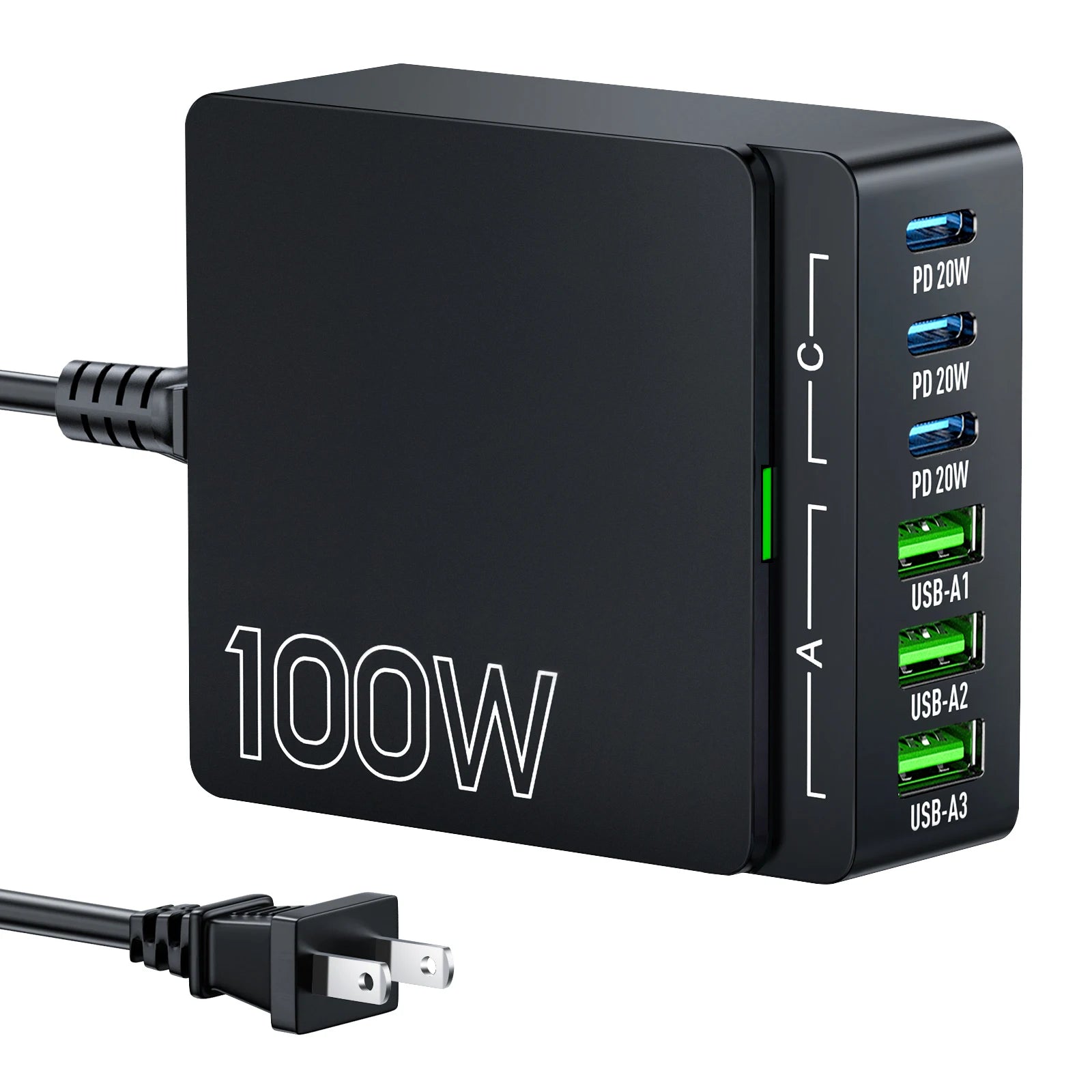 100W GaN Charging Station for Desk | 6 - Port USB C Desktop Fast Charger Hub for Multiple Devices, a high - quality from 1Nook