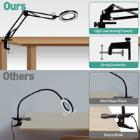 10X Magnifying Glass with Light and Stand | Stepless Dimmable 2 - in - 1 Desk & Clamp Lamp for Reading & Close Work, a high - quality from 1Nook