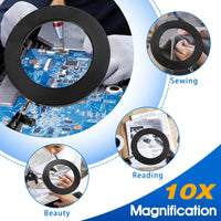 10X Magnifying Glass with Light and Stand | Stepless Dimmable 2 - in - 1 Desk & Clamp Lamp for Reading & Close Work, a high - quality from 1Nook