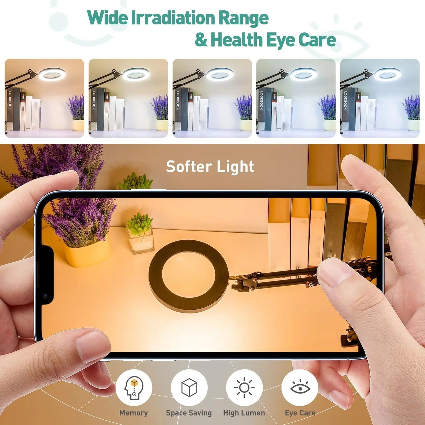 10X Magnifying Glass with Light and Stand | Stepless Dimmable 2 - in - 1 Desk & Clamp Lamp for Reading & Close Work, a high - quality from 1Nook