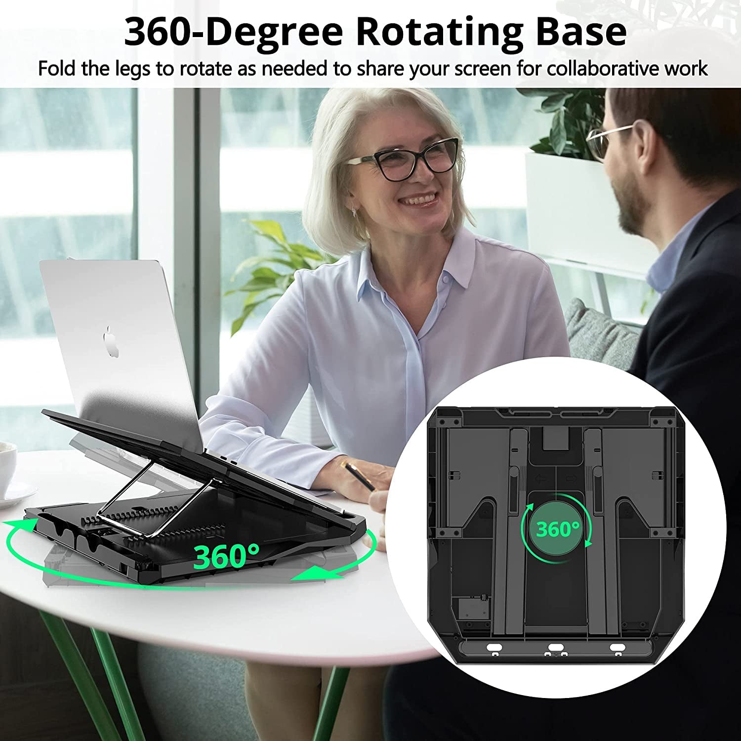 360° Rotating Dual - Height Laptop Stand, Compatible with 10'' - 17'' Laptops (Black), a high - quality from 1Nook