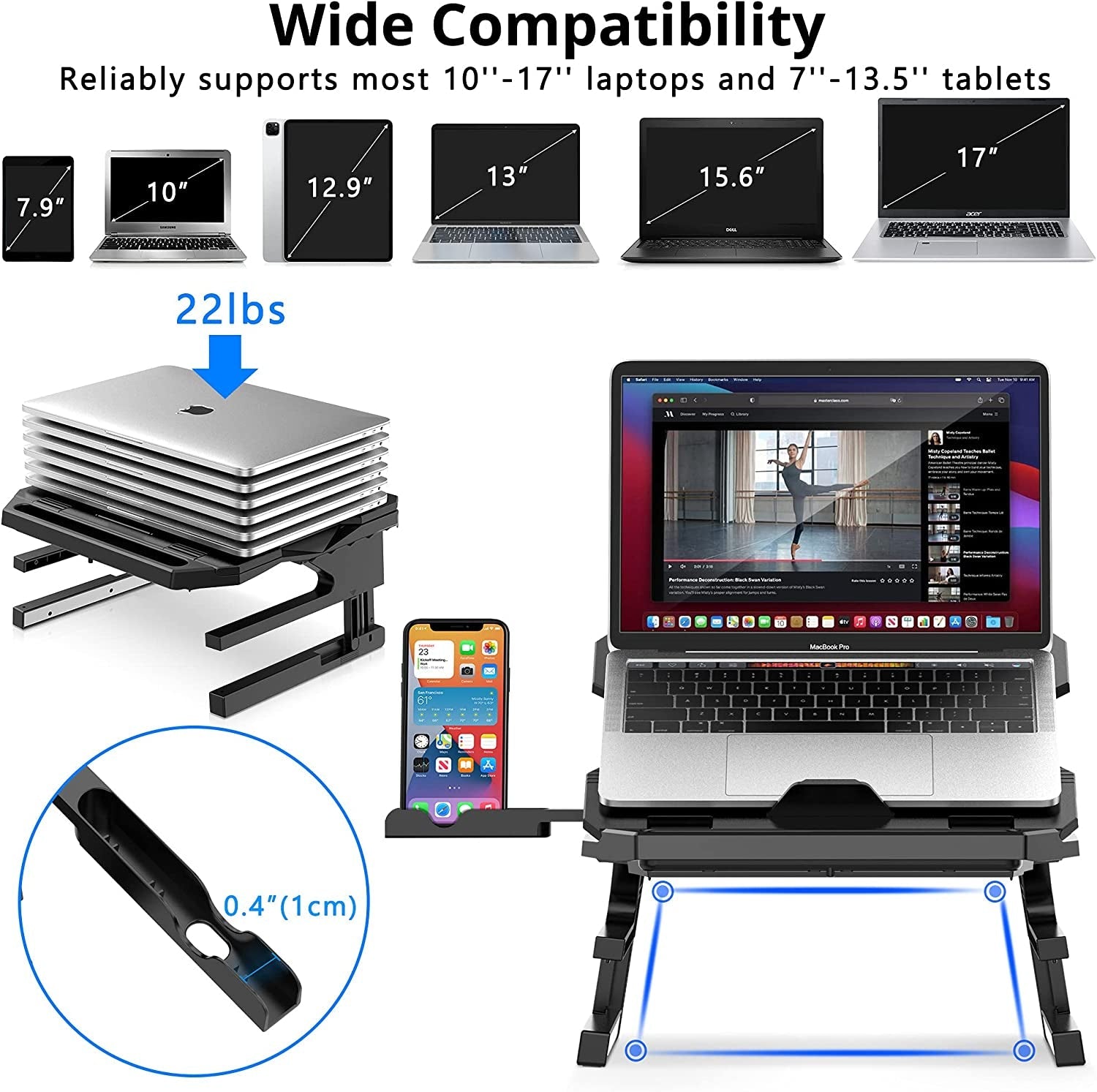 360° Rotating Dual - Height Laptop Stand, Compatible with 10'' - 17'' Laptops (Black), a high - quality from 1Nook