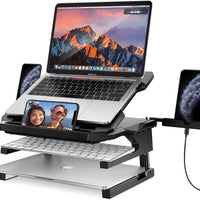 360° Rotating Dual - Height Laptop Stand, Compatible with 10'' - 17'' Laptops (Black), a high - quality from 1Nook