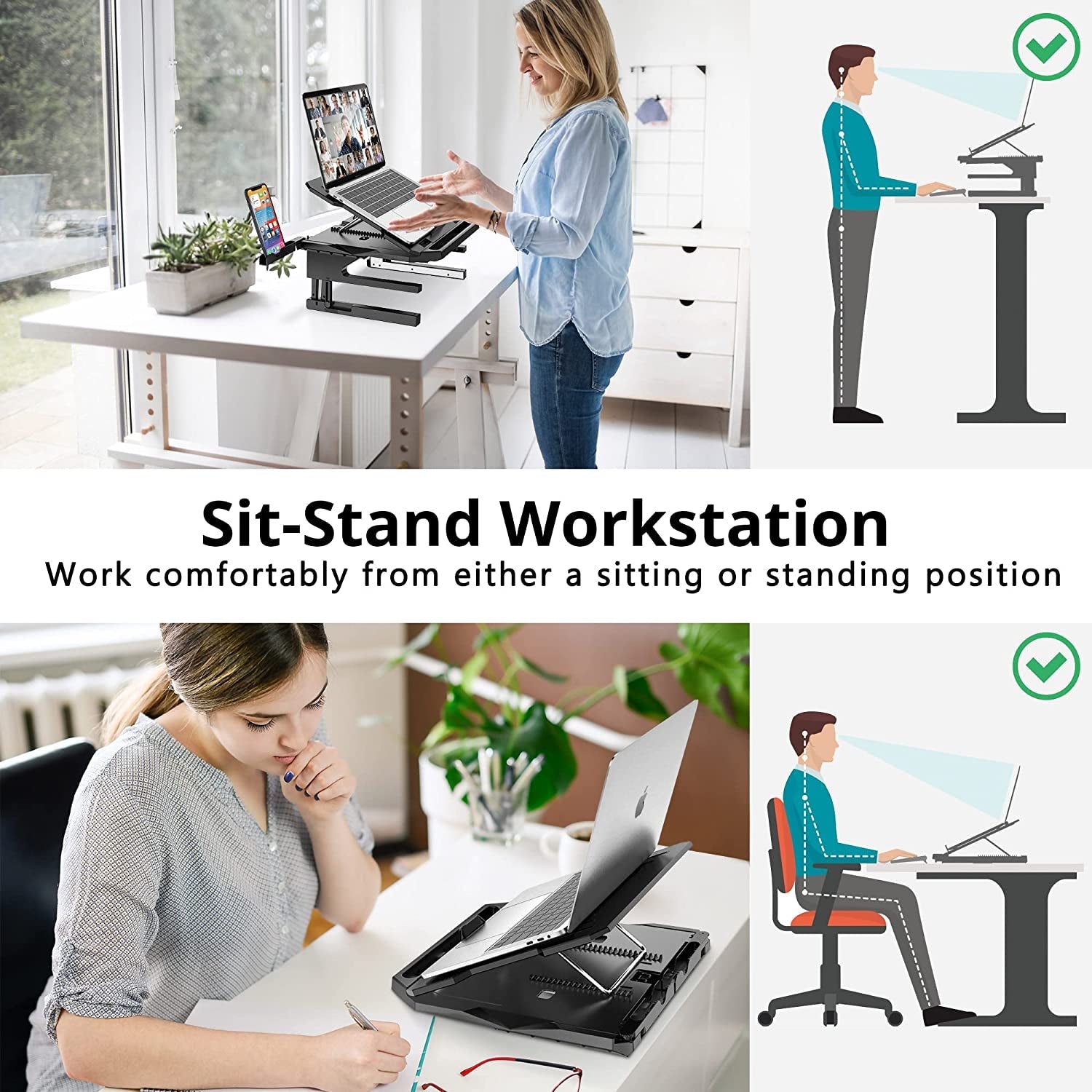 360° Rotating Dual - Height Laptop Stand, Compatible with 10'' - 17'' Laptops (Black), a high - quality from 1Nook