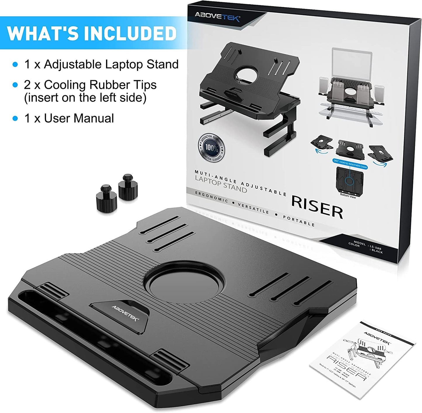 360° Rotating Dual - Height Laptop Stand, Compatible with 10'' - 17'' Laptops (Black), a high - quality from 1Nook