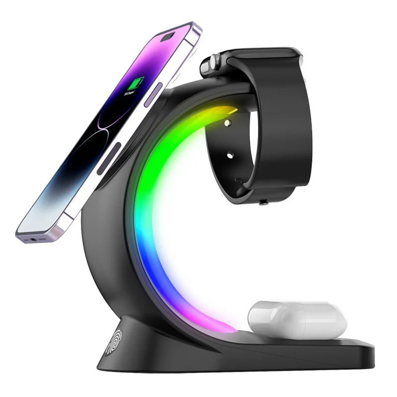 4 - in - 1 Magnetic Wireless Charging Station with RGB Light | Fast Charger Stand for iPhone, Apple Watch & AirPods, a high - quality from 1Nook