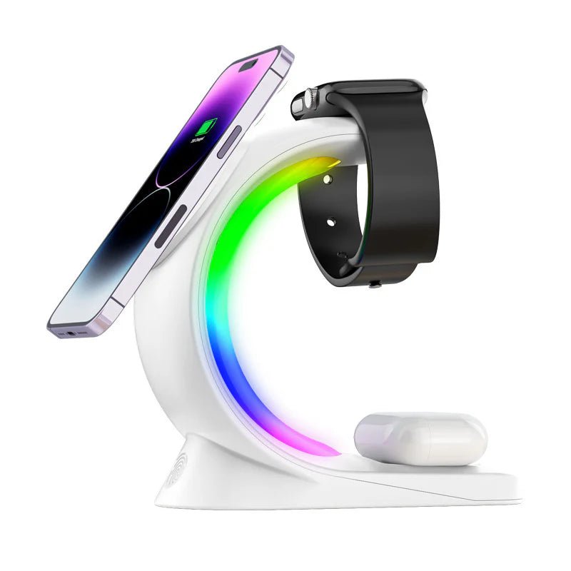 4 - in - 1 Magnetic Wireless Charging Station with RGB Light | Fast Charger Stand for iPhone, Apple Watch & AirPods, a high - quality from 1Nook