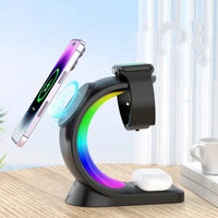 4 - in - 1 Magnetic Wireless Charging Station with RGB Light | Fast Charger Stand for iPhone, Apple Watch & AirPods, a high - quality from 1Nook