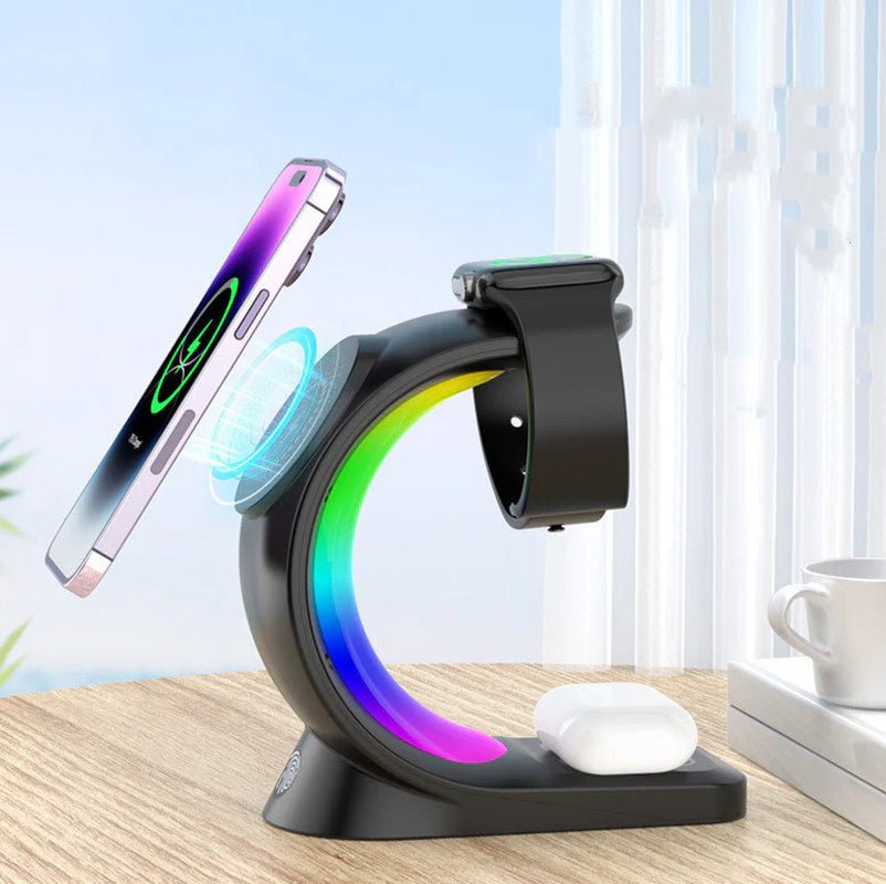 4 - in - 1 Magnetic Wireless Charging Station with RGB Light | Fast Charger Stand for iPhone, Apple Watch & AirPods, a high - quality from 1Nook