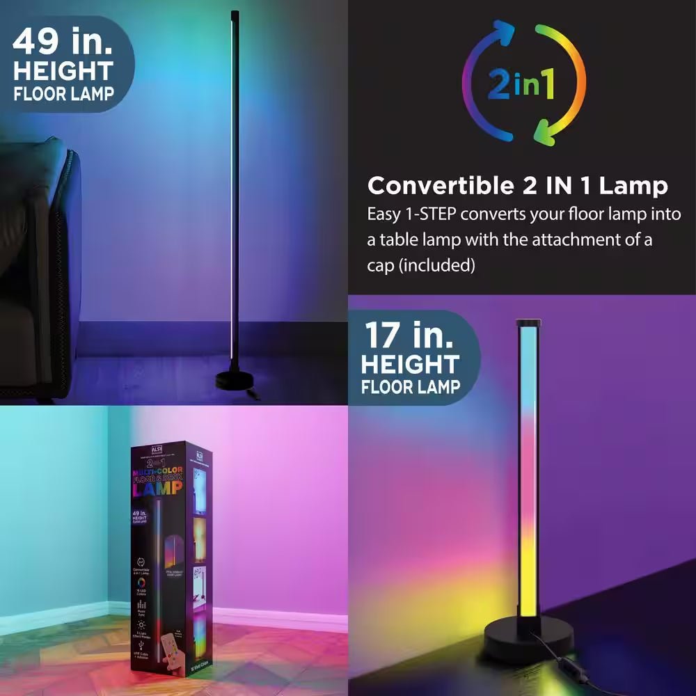 49 - Inch Convertible RGB Floor Lamp & Table Lamp | Music Sync Color Changing LED Light Bar with Remote, a high - quality from 1Nook