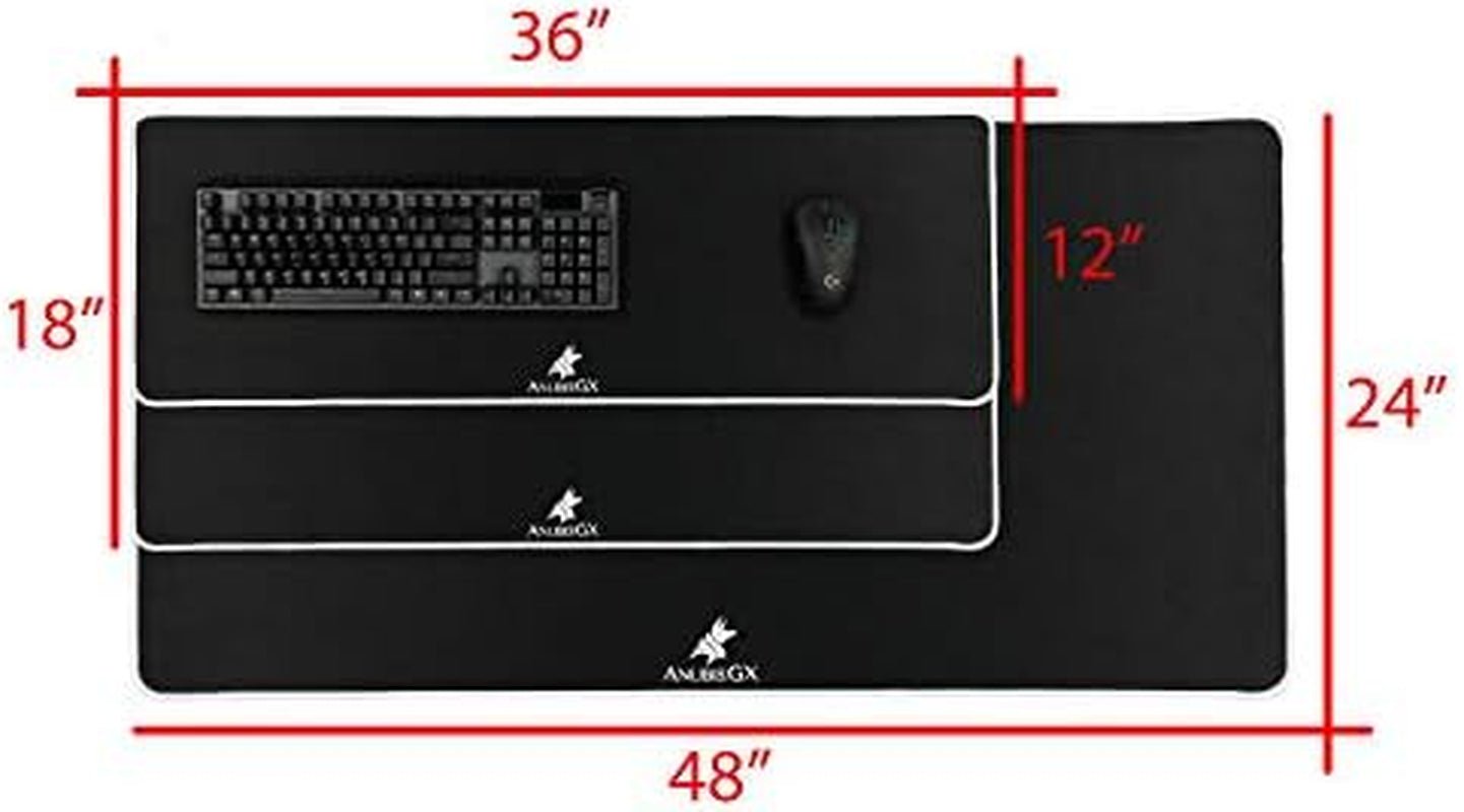 ANUBISGX Desk Mat (36x12) | Black with Light Blue Stitching, a high - quality from 1Nook