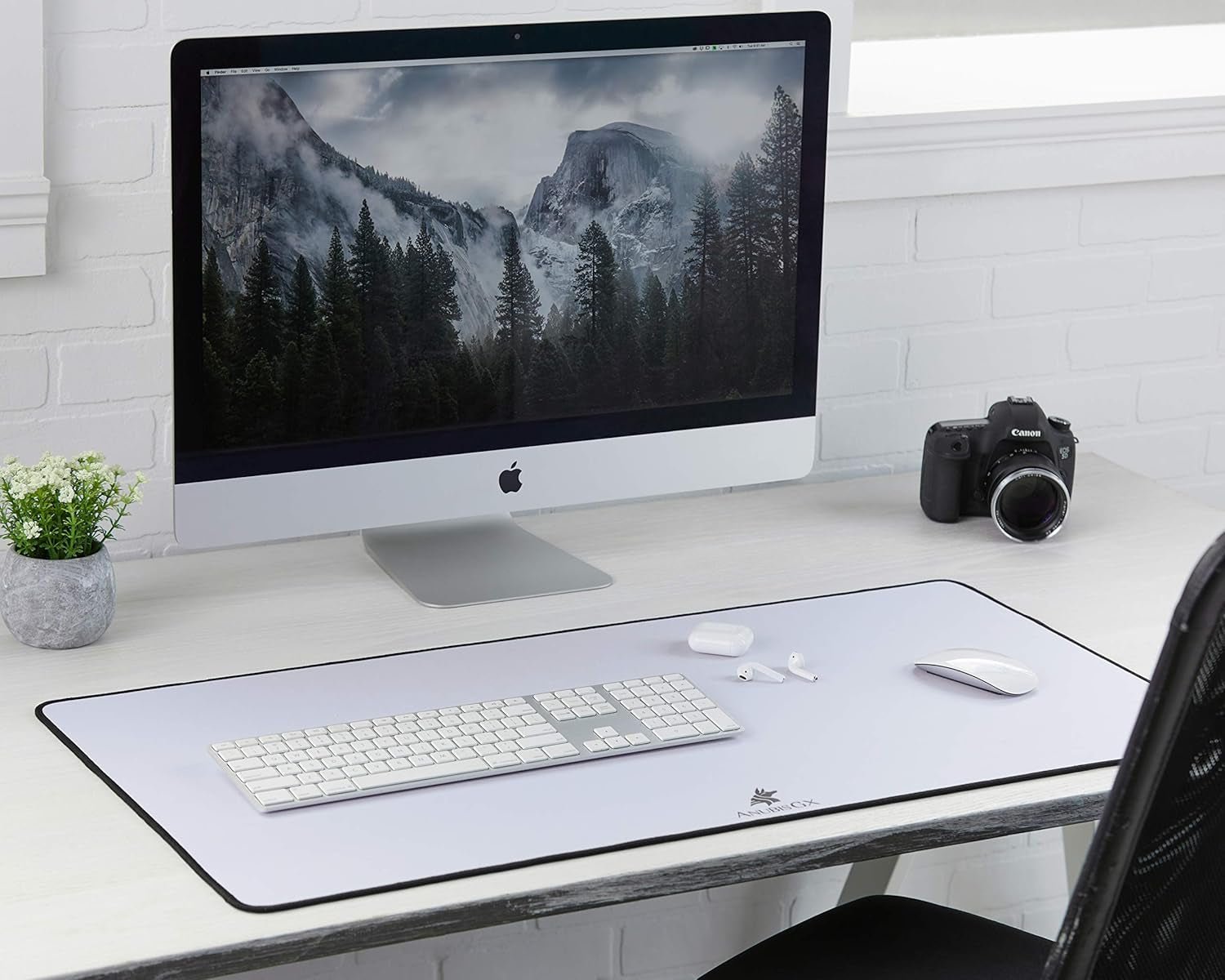 ANUBISGX Desk Mat (36x12) | Black with Light Blue Stitching, a high - quality from 1Nook