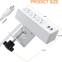 CCCEI Desk Clamp Power Strip with 3 Outlets & 2 USB Ports | Edge Mount Surge Protector with 6ft Cord (1200J), a high - quality from 1Nook
