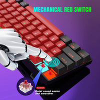 Compact Mechanical Keyboard | Mini Gaming Keyboard with 61 Keys for PC (Black - Red, Red Switches), a high - quality from 1Nook