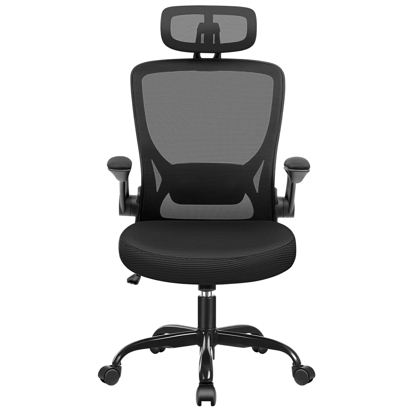 COOLHUT High - Back Ergonomic Office Chair | Breathable Mesh Desk Chair with Flip - Up Arms & Lumbar Support (Black), a high - quality from 1Nook