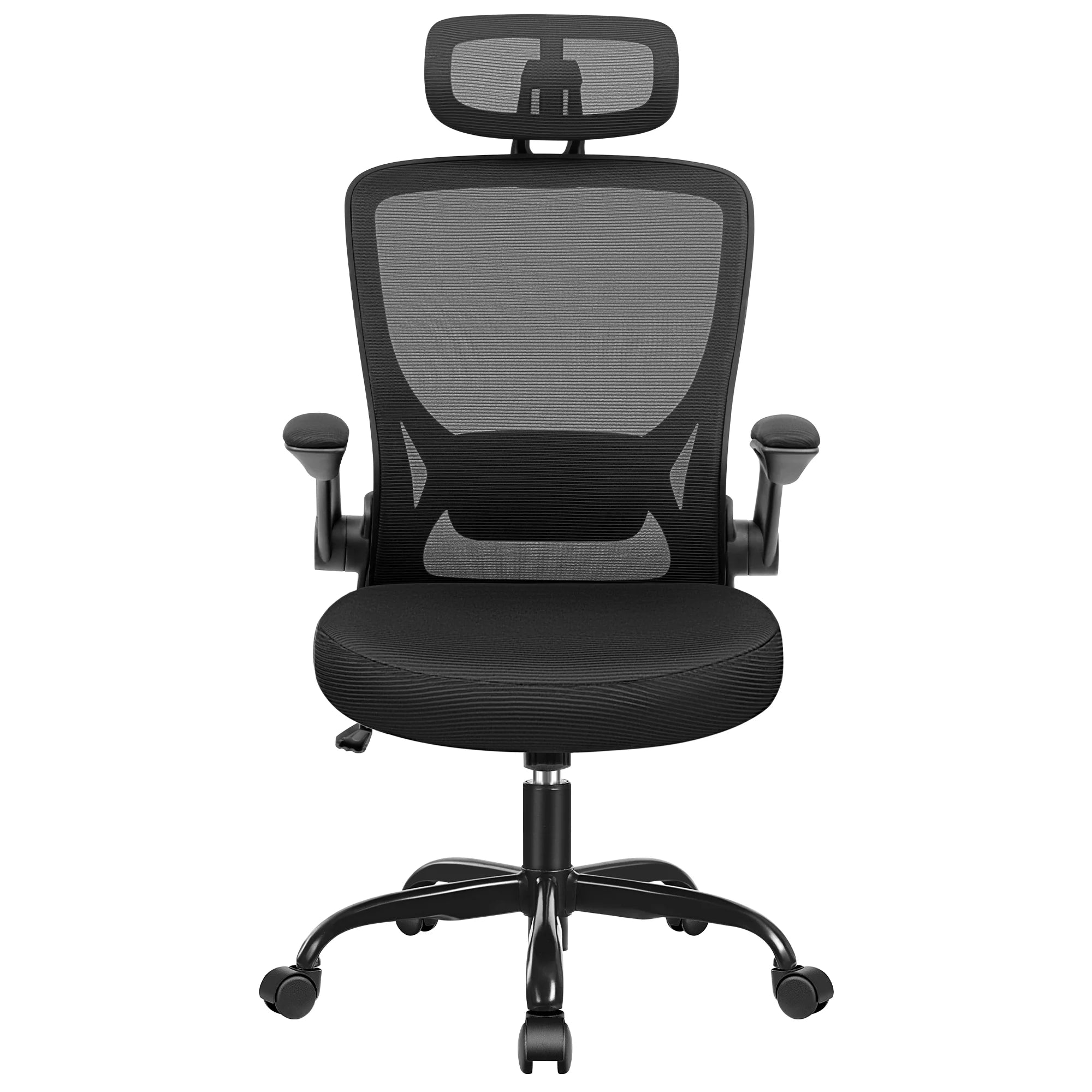 COOLHUT High - Back Ergonomic Office Chair | Breathable Mesh Desk Chair with Flip - Up Arms & Lumbar Support (Black), a high - quality from 1Nook