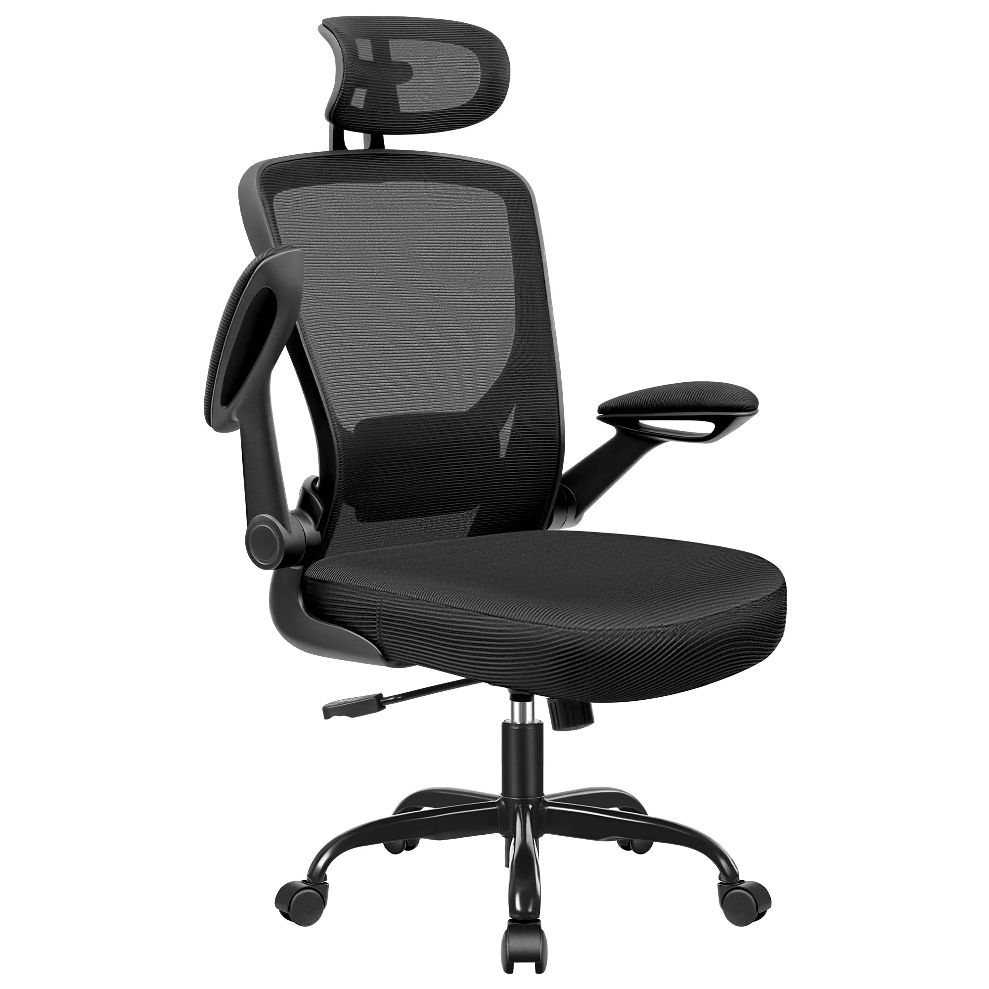 COOLHUT High - Back Ergonomic Office Chair | Breathable Mesh Desk Chair with Flip - Up Arms & Lumbar Support (Black), a high - quality from 1Nook
