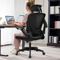COOLHUT High - Back Ergonomic Office Chair | Breathable Mesh Desk Chair with Flip - Up Arms & Lumbar Support (Black), a high - quality from 1Nook