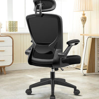 COOLHUT High - Back Ergonomic Office Chair | Breathable Mesh Desk Chair with Flip - Up Arms & Lumbar Support (Black), a high - quality from 1Nook