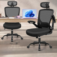 COOLHUT High - Back Ergonomic Office Chair | Breathable Mesh Desk Chair with Flip - Up Arms & Lumbar Support (Black), a high - quality from 1Nook