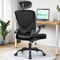 COOLHUT High - Back Ergonomic Office Chair | Breathable Mesh Desk Chair with Flip - Up Arms & Lumbar Support (Black), a high - quality from 1Nook