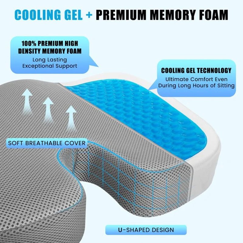 Cooling Gel Seat Cushion for Office Chair | Ergonomic Memory Foam for Coccyx & Tailbone Pain Relief (Gray), a high - quality from 1Nook