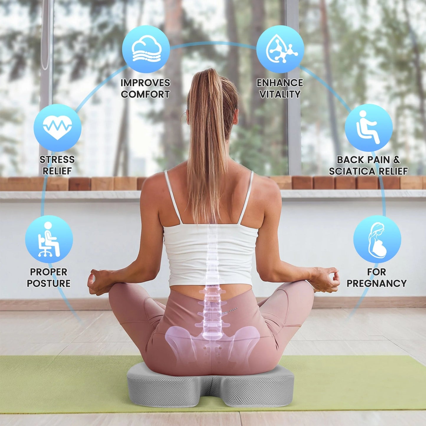 Cooling Gel Seat Cushion for Office Chair | Ergonomic Memory Foam for Coccyx & Tailbone Pain Relief (Gray), a high - quality from 1Nook