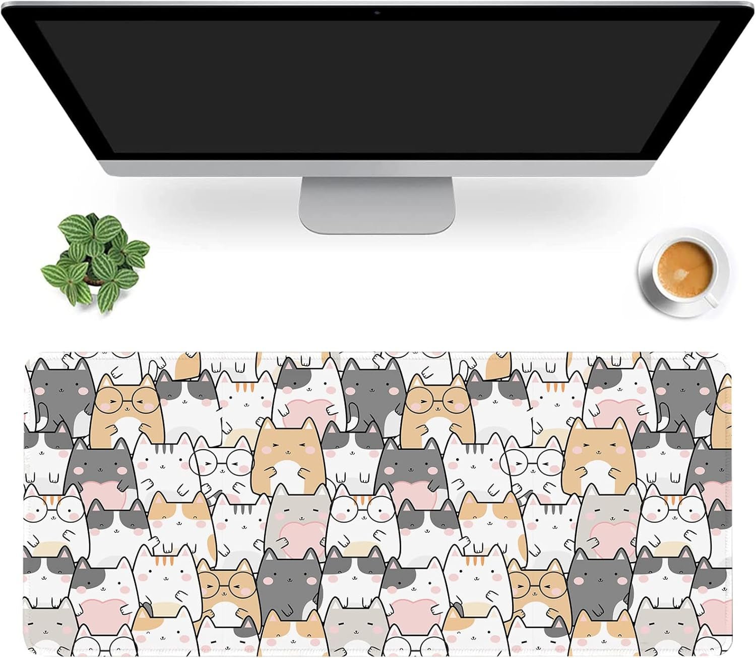 Desk Mat | Playful Cats Edition (35x16), a high - quality from 1Nook