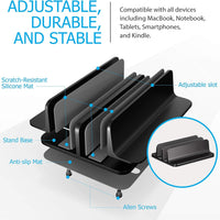 Dual - Slot Vertical Laptop Stand | Adjustable Aluminum Black, a high - quality from 1Nook