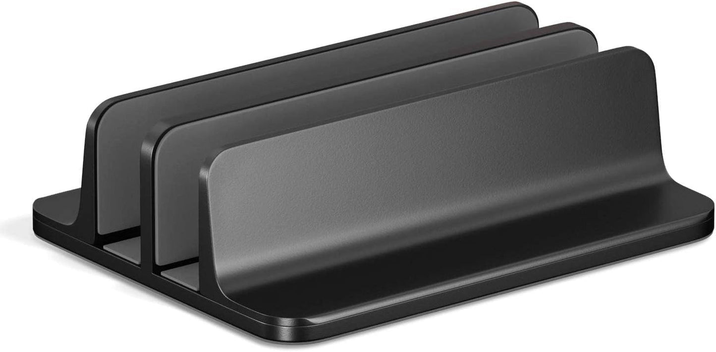 Dual - Slot Vertical Laptop Stand | Adjustable Aluminum Black, a high - quality from 1Nook