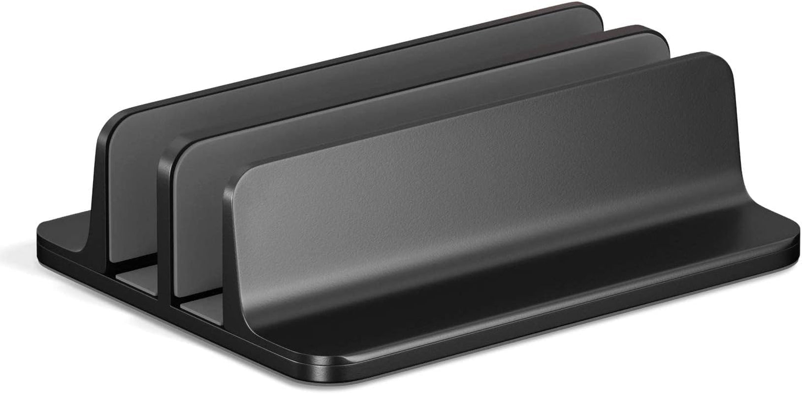 Dual - Slot Vertical Laptop Stand | Adjustable Aluminum Black, a high - quality from 1Nook