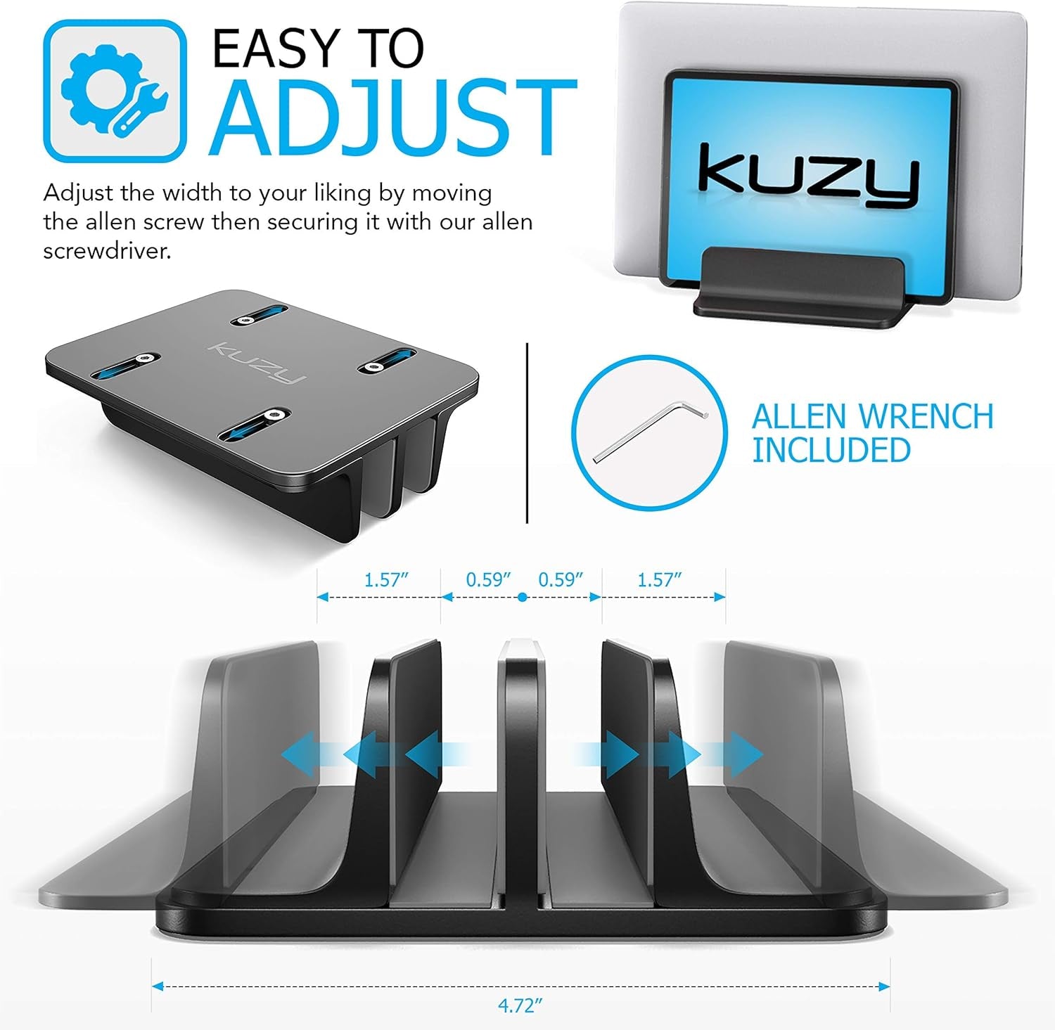 Dual - Slot Vertical Laptop Stand | Adjustable Aluminum Black, a high - quality from 1Nook