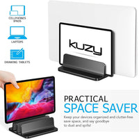 Dual - Slot Vertical Laptop Stand | Adjustable Aluminum Black, a high - quality from 1Nook