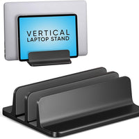 Dual - Slot Vertical Laptop Stand | Adjustable Aluminum Black, a high - quality from 1Nook