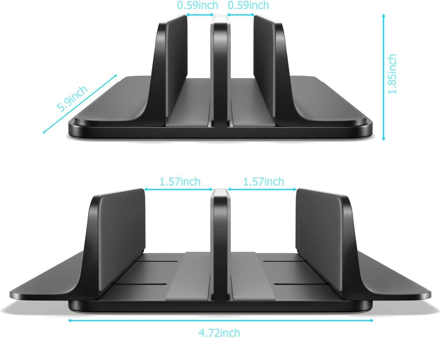 Dual - Slot Vertical Laptop Stand | Adjustable Aluminum Black, a high - quality from 1Nook