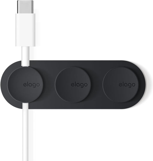 elago Magnetic Cable Management Buttons (Black) | 3 - Pack Cord Holder with Adhesive Metal Bar for Desk Organization, a high - quality from 1Nook