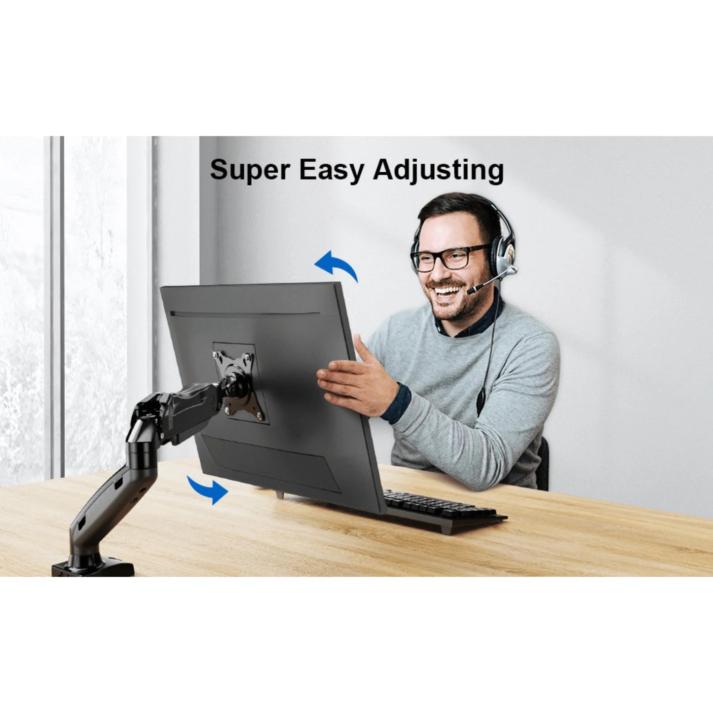ErgoAV Gas Spring Desk Mount for Single Monitors 13" to 27", a high - quality from 1Nook