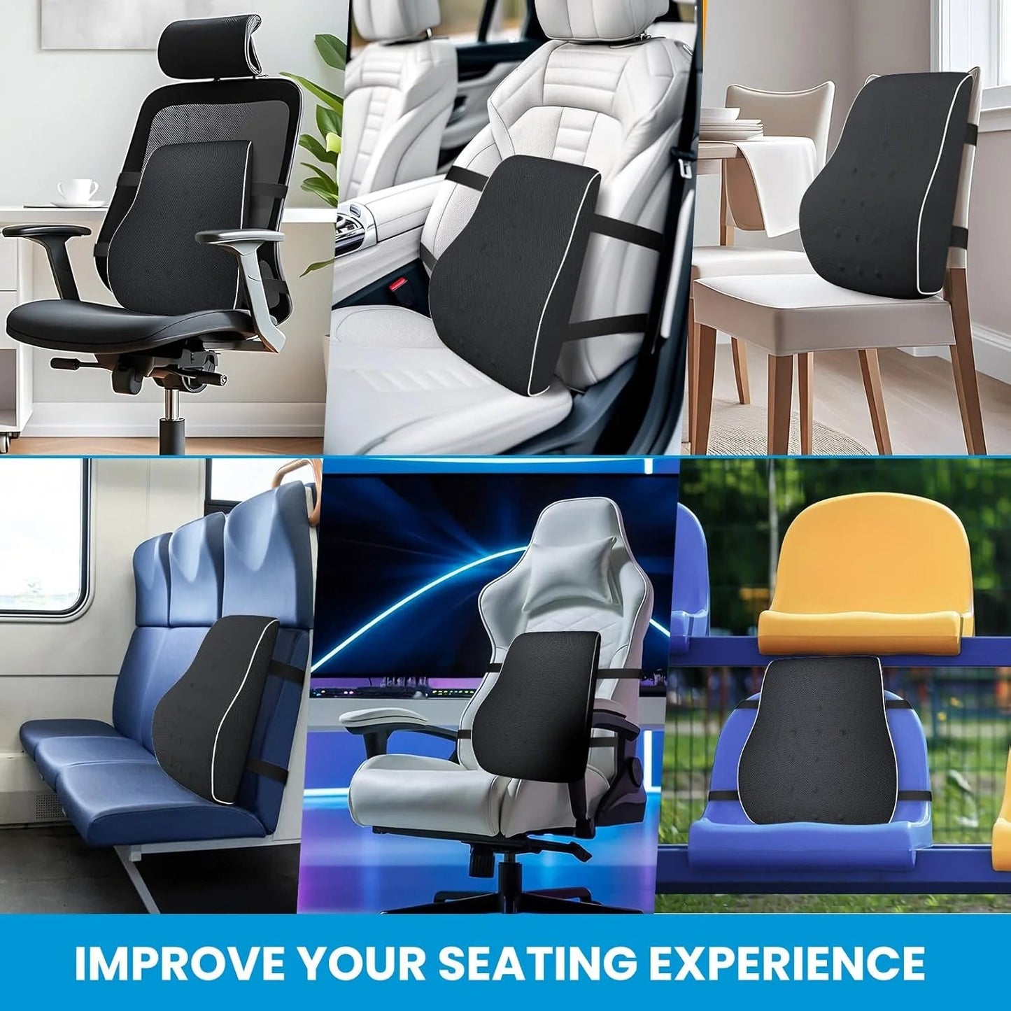 Ergonomic Lumbar Support Pillow for Office Chair & Car | Memory foam Back Cushion for Lower Back Pain Relief, a high - quality from 1Nook