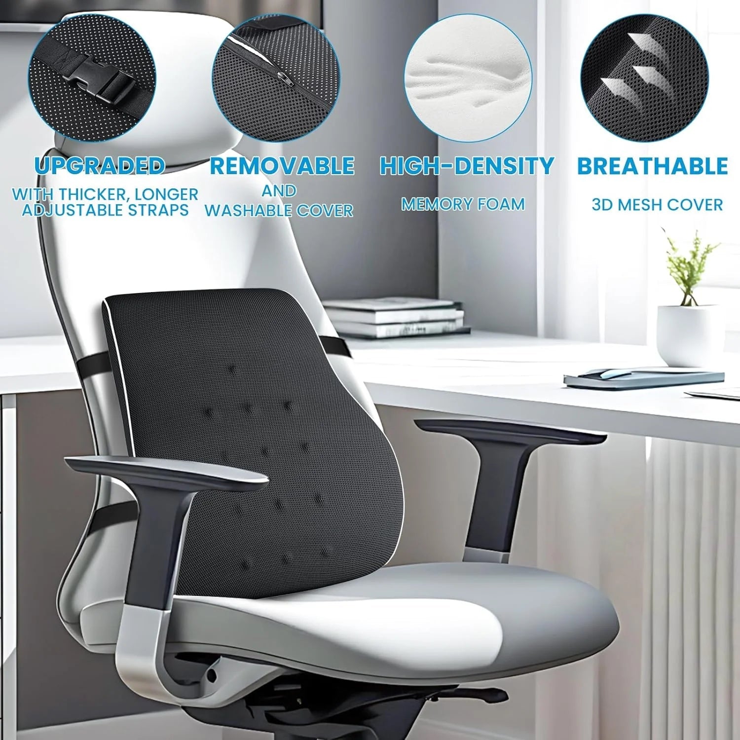 Ergonomic Lumbar Support Pillow for Office Chair & Car | Memory foam Back Cushion for Lower Back Pain Relief, a high - quality from 1Nook