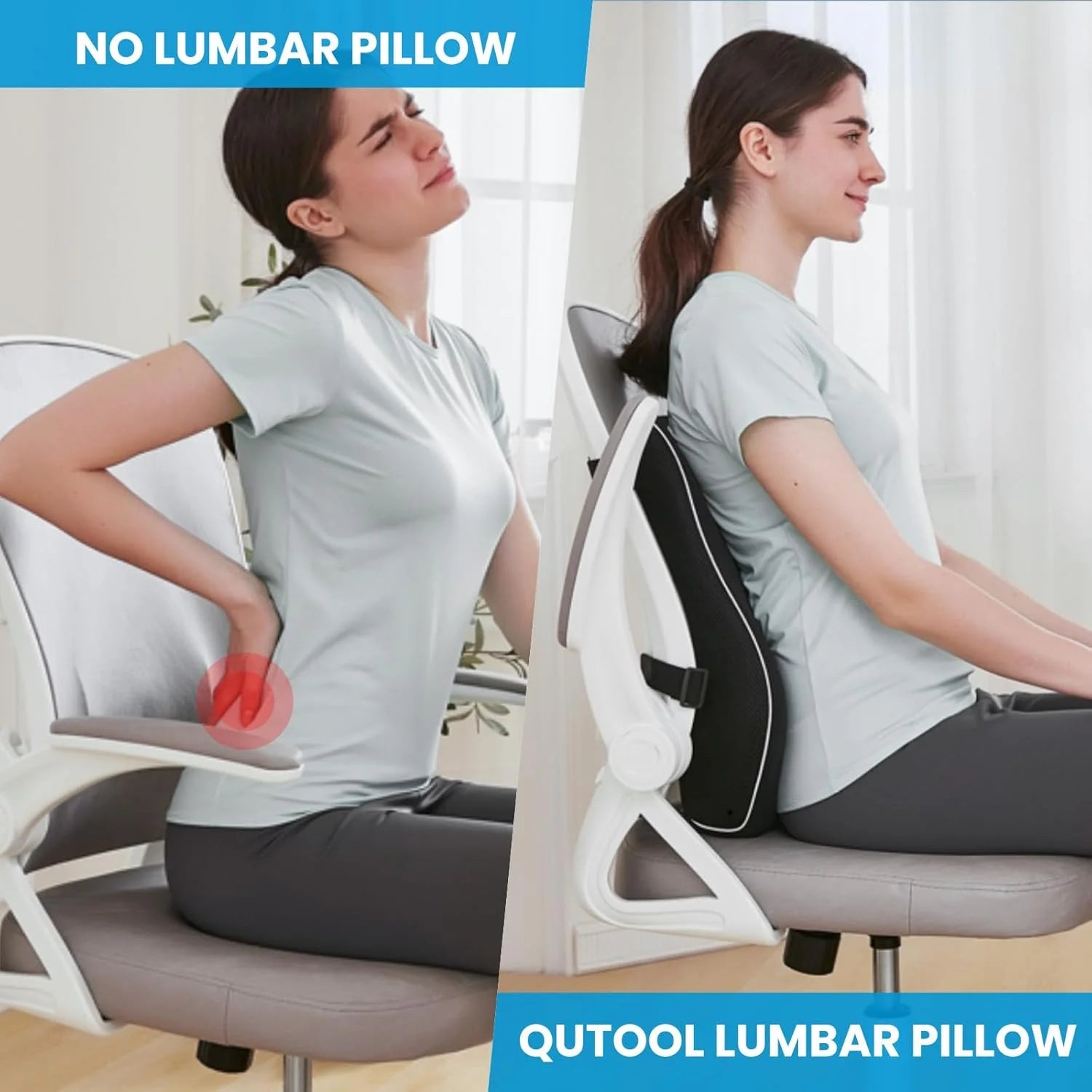 Ergonomic Lumbar Support Pillow for Office Chair & Car | Memory foam Back Cushion for Lower Back Pain Relief, a high - quality from 1Nook