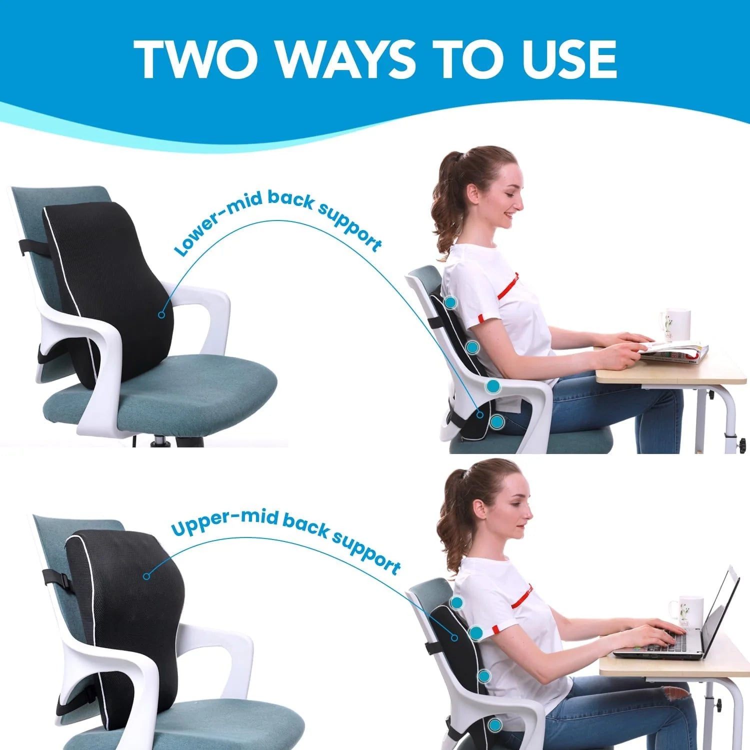 Ergonomic Lumbar Support Pillow for Office Chair & Car | Memory foam Back Cushion for Lower Back Pain Relief, a high - quality from 1Nook