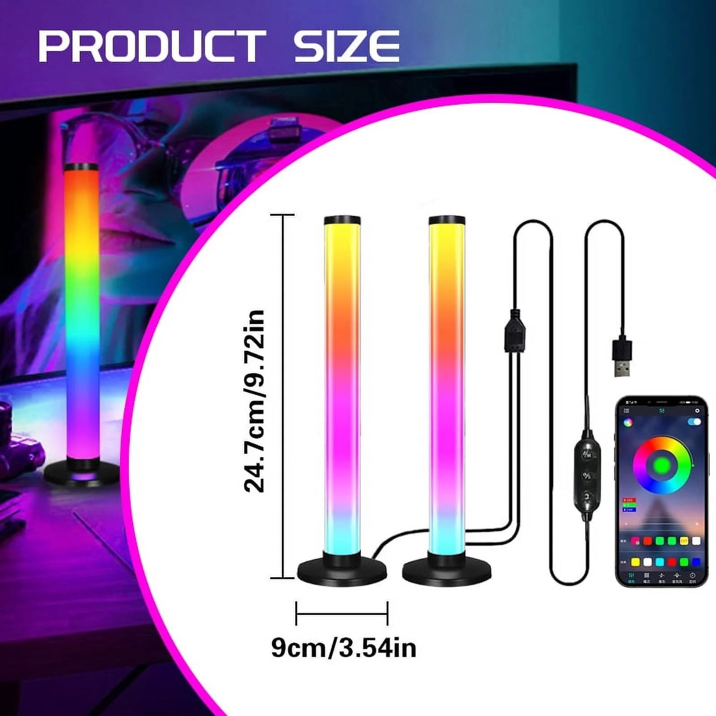 Fanle 10 - Inch Smart RGB Light Bar | App - Controlled Music Sync Mood Lighting for Gaming & Desktops (1 - Pack), a high - quality from 1Nook