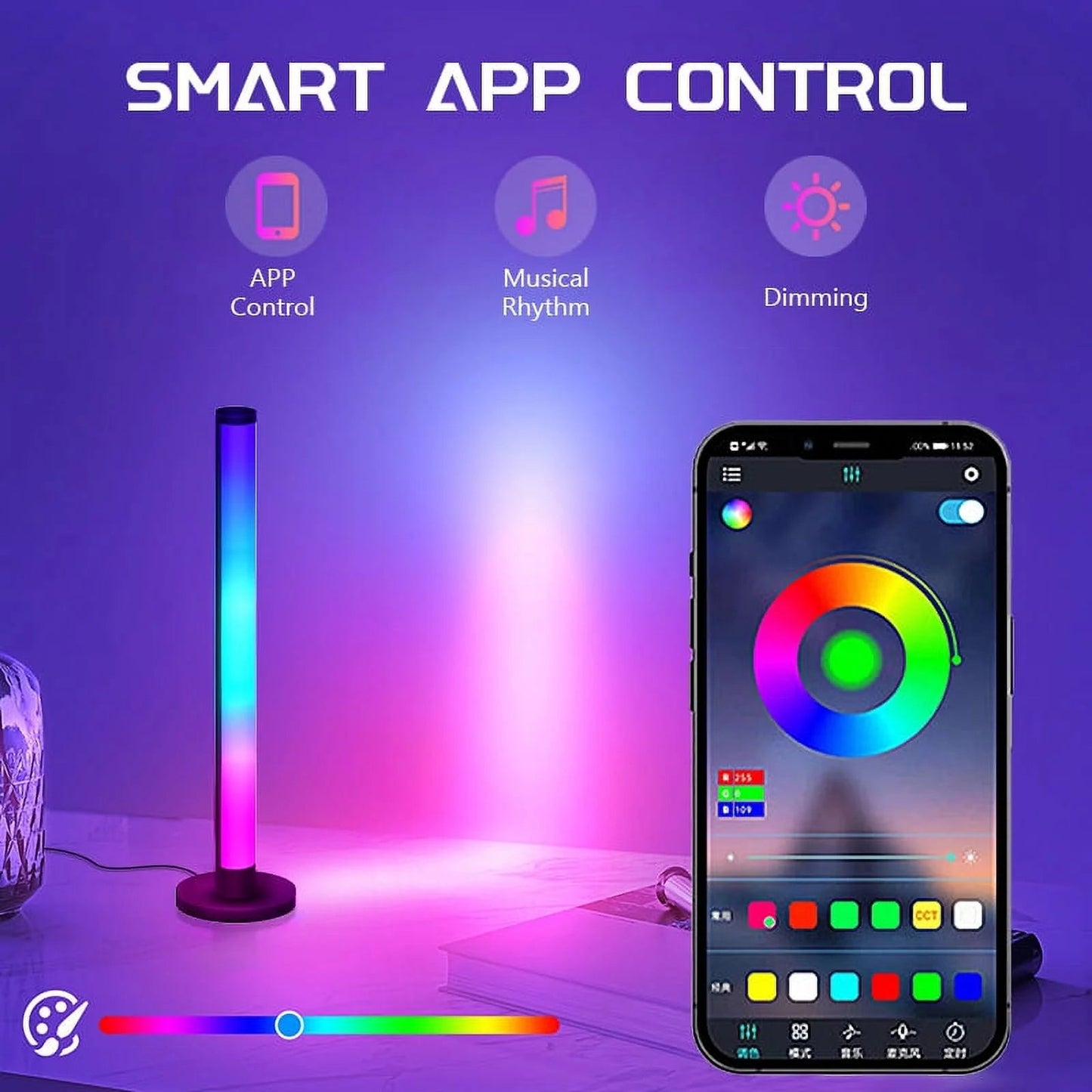 Fanle 10 - Inch Smart RGB Light Bar | App - Controlled Music Sync Mood Lighting for Gaming & Desktops (1 - Pack), a high - quality from 1Nook