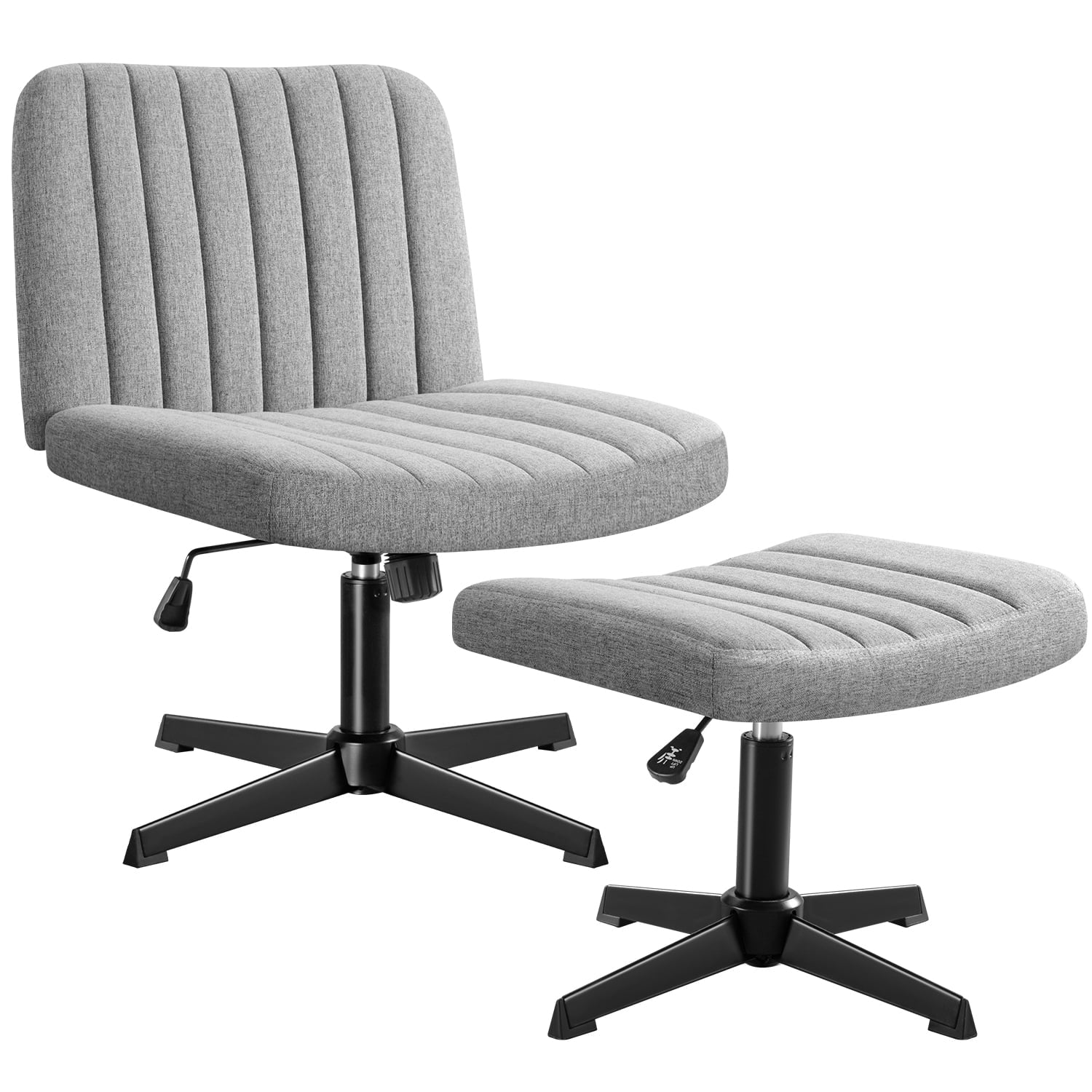 Homall Armless Office Chair with Matching Footrest | Swivel Vanity & Desk Chair (No Wheels) - Gray, a high - quality from 1Nook